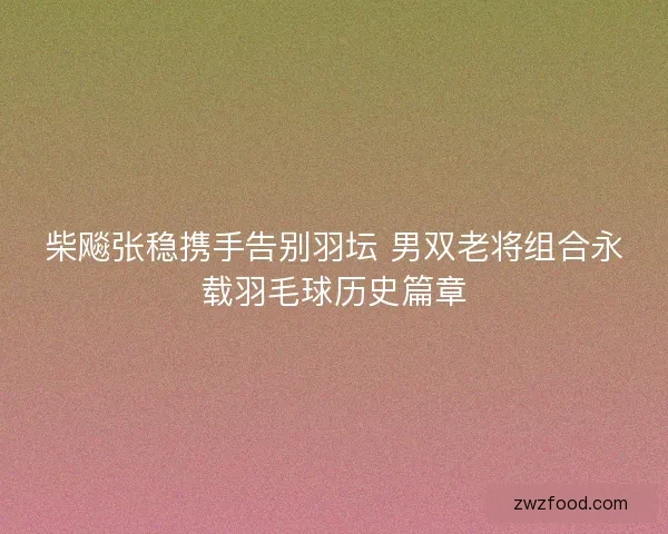 柴飚张稳携手告别羽坛 男双老将组合永载羽毛球历史篇章
