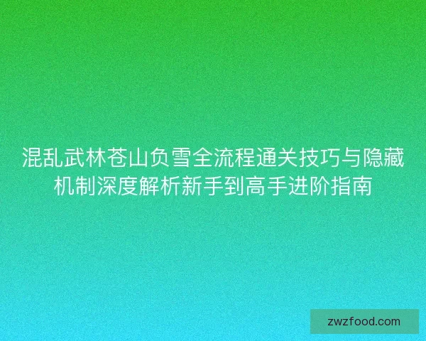 混乱武林苍山负雪全流程通关技巧与隐藏机制深度解析新手到高手进阶指南