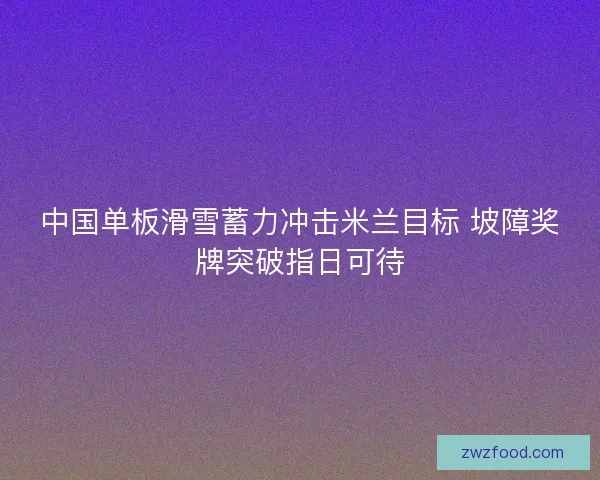 中国单板滑雪蓄力冲击米兰目标 坡障奖牌突破指日可待
