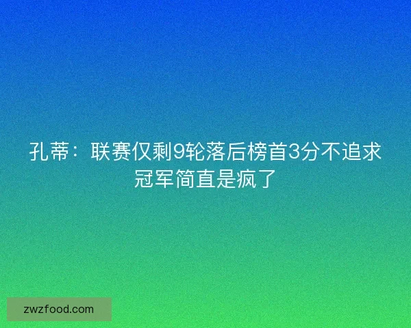 孔蒂：联赛仅剩9轮落后榜首3分不追求冠军简直是疯了