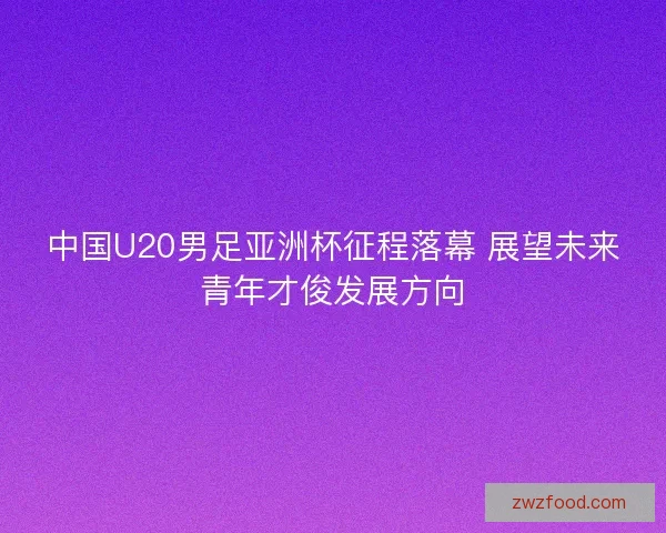 中国U20男足亚洲杯征程落幕 展望未来青年才俊发展方向