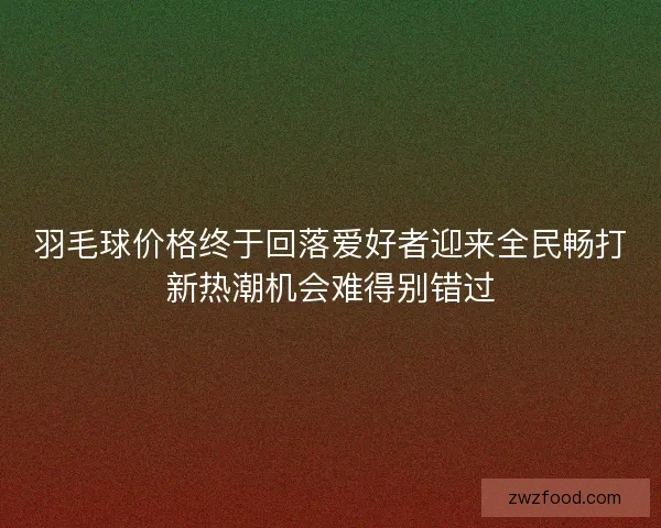 羽毛球价格终于回落爱好者迎来全民畅打新热潮机会难得别错过
