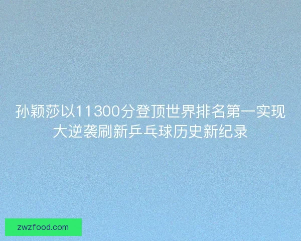 孙颖莎以11300分登顶世界排名第一实现大逆袭刷新乒乓球历史新纪录