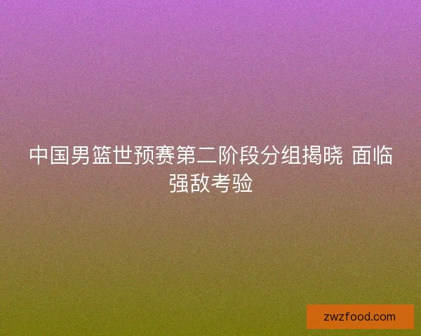 中国男篮世预赛第二阶段分组揭晓 面临强敌考验