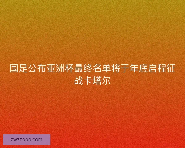 国足公布亚洲杯最终名单将于年底启程征战卡塔尔
